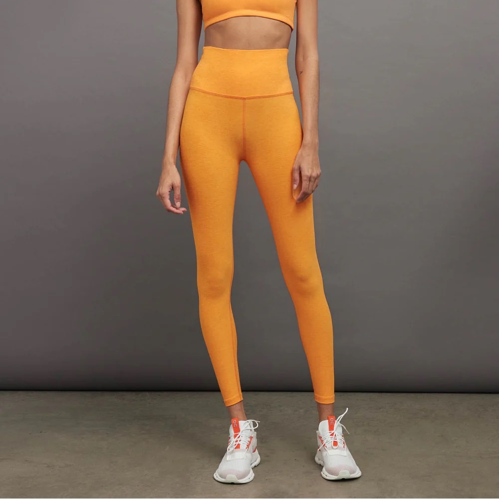 Beyond Yoga Heathered Orange Yoga Pants Leggings Size Medium Space Dye
